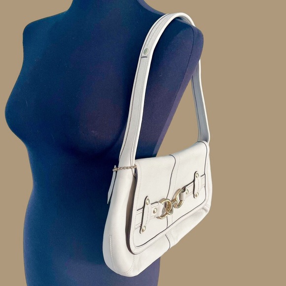 ❌SOLD FB❌100% Authentic Y2K Coach Ergo Belted Flap Shoulder Bag Off White 11263 - Picture 8 of 12